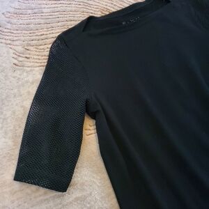 Elie Tahari Black Mesh Sleeve Top
